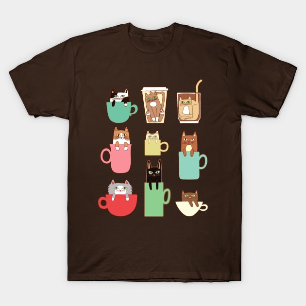 Coffee Cats! T-Shirt by pinkowlet